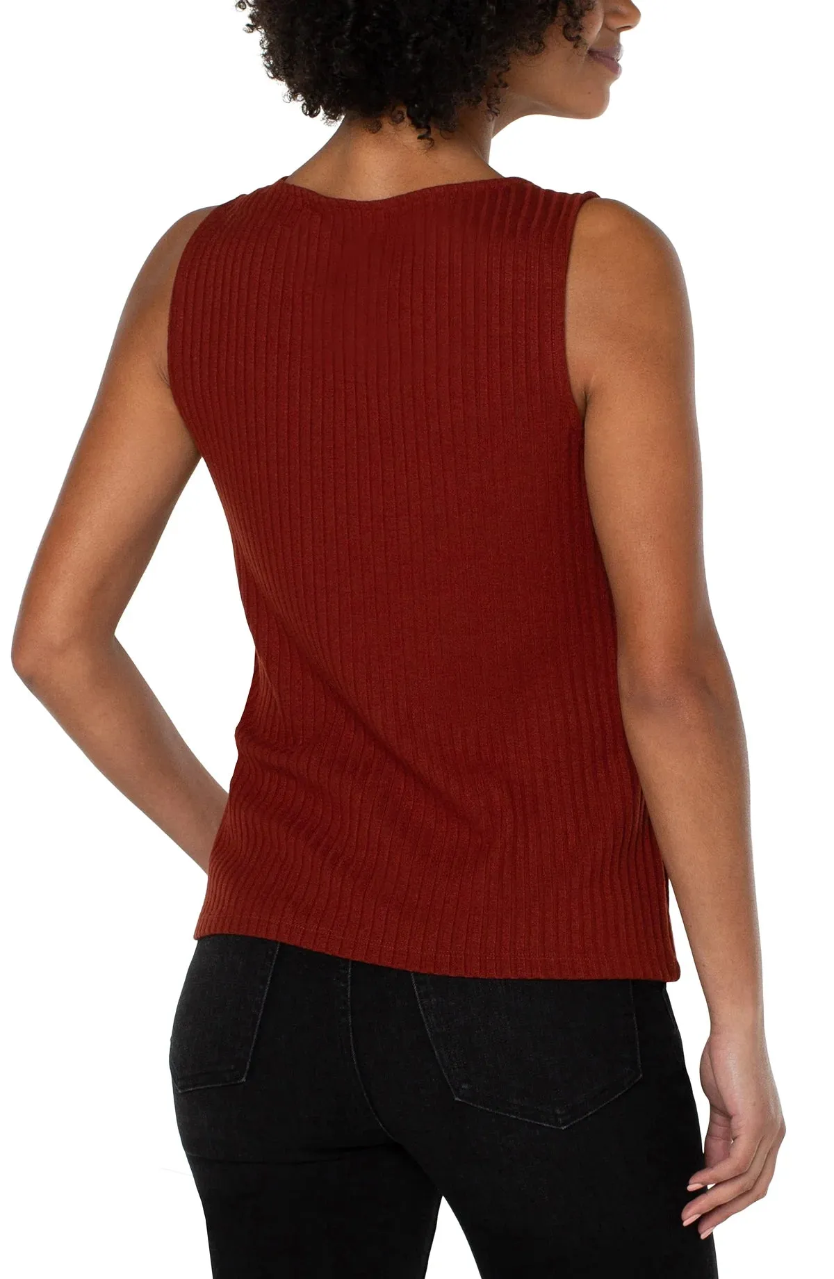 LIVERPOOL LM8747K61 SLEEVELESS BOAT NECK RIB KNIT TOP