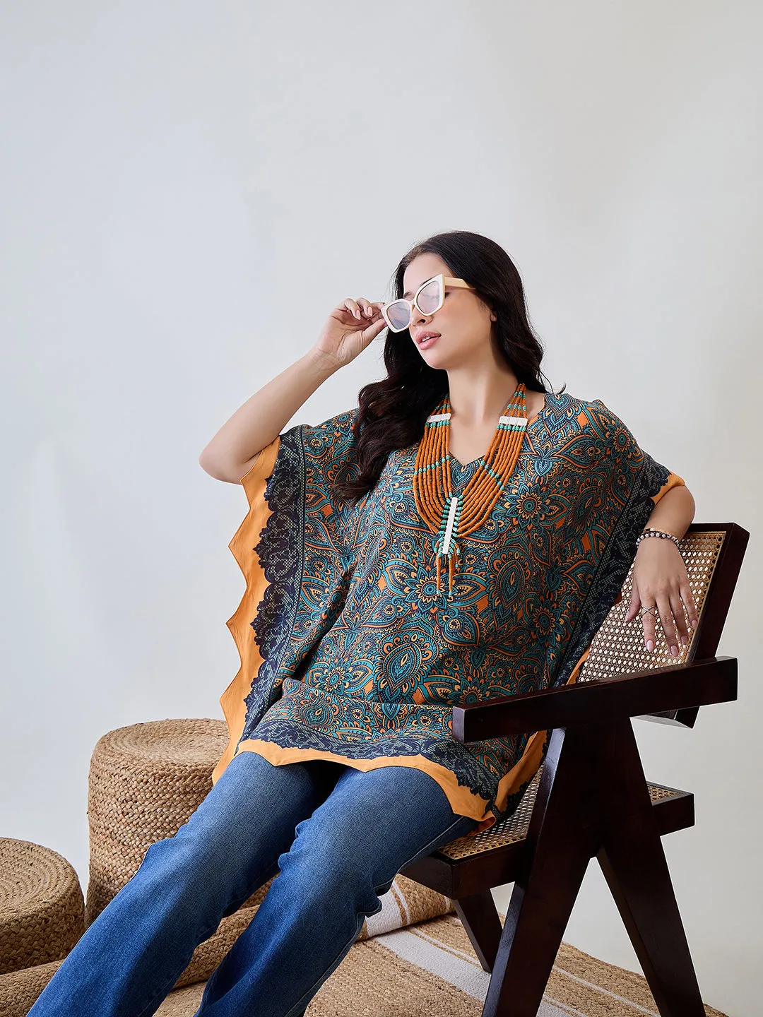 Multicolor Kaleido Kaftan Top
