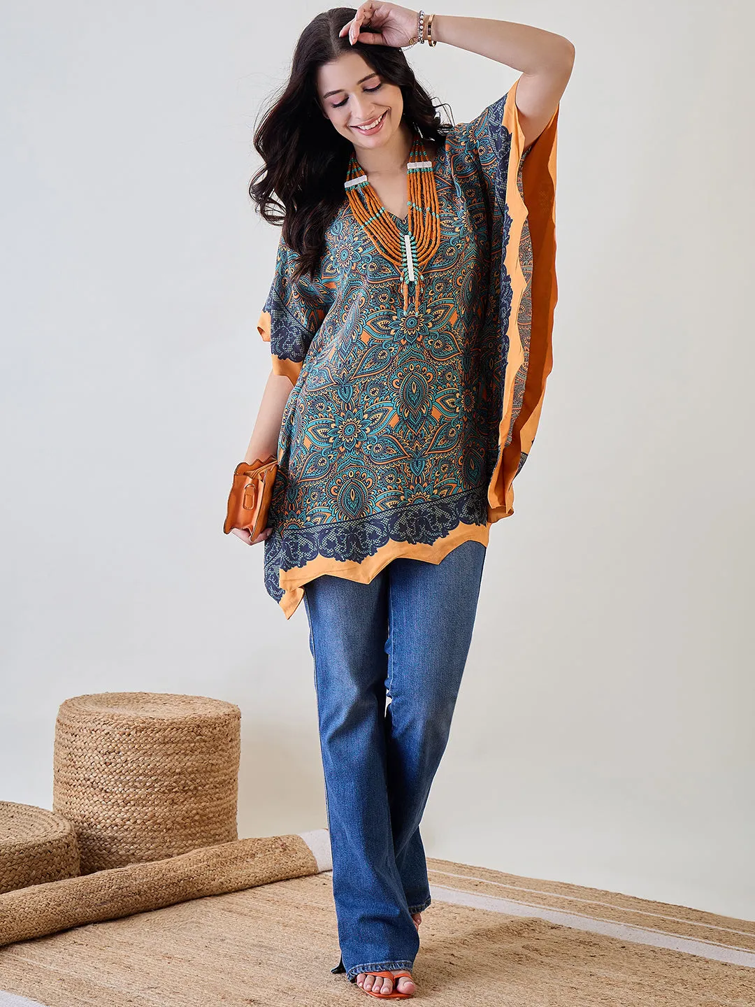 Multicolor Kaleido Kaftan Top