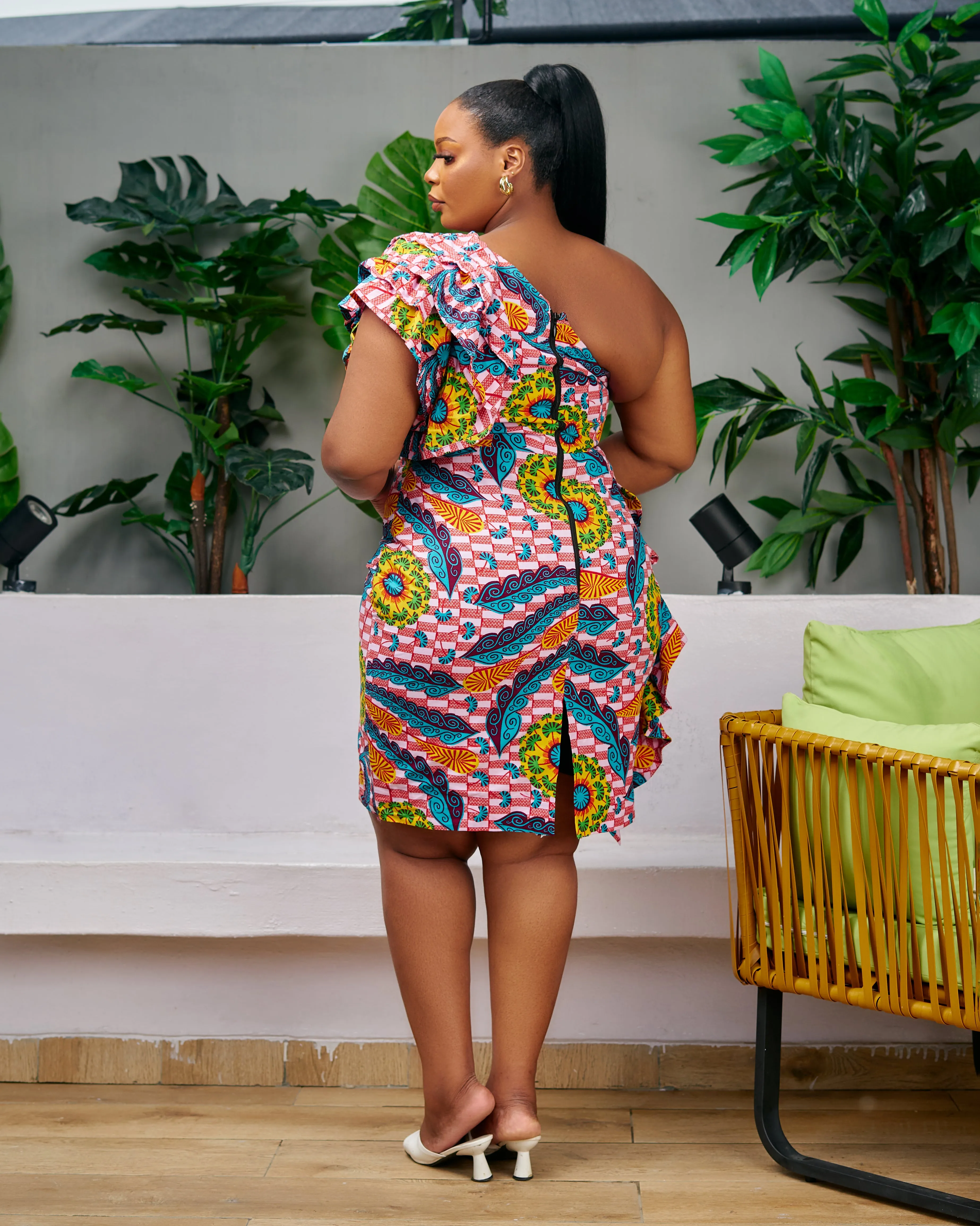 New in - Mono Strap Frock Style African Print Bodycon Dress - Zurri