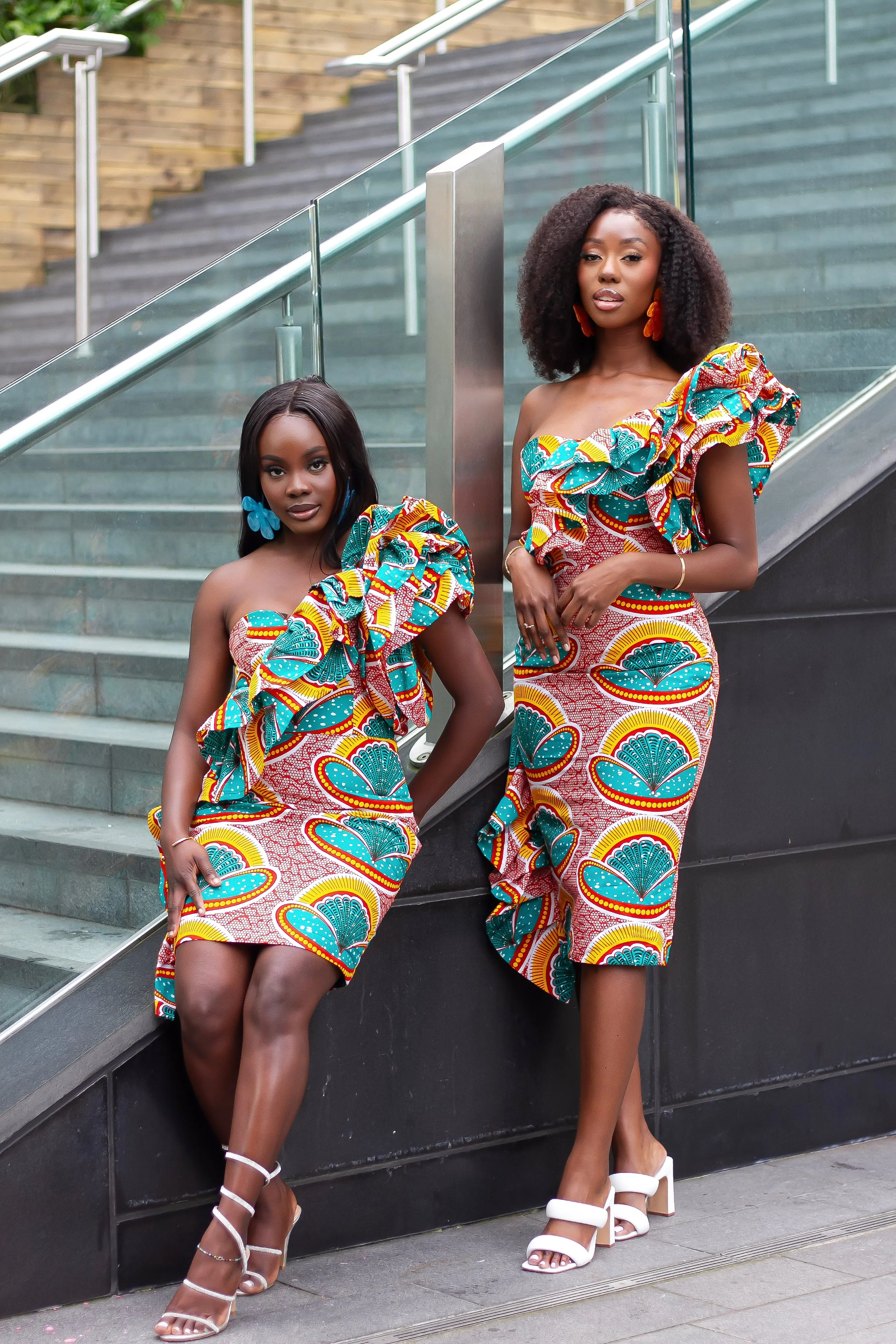 New in - Mono Strap Frock Style African Print Bodycon Mini Dress - Aneka
