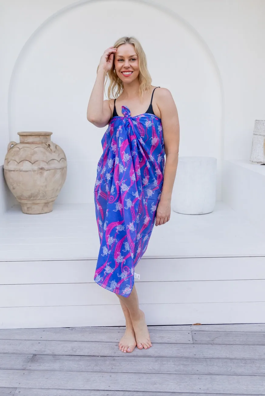 New Turtle Printed Cotton Sarong Pareo