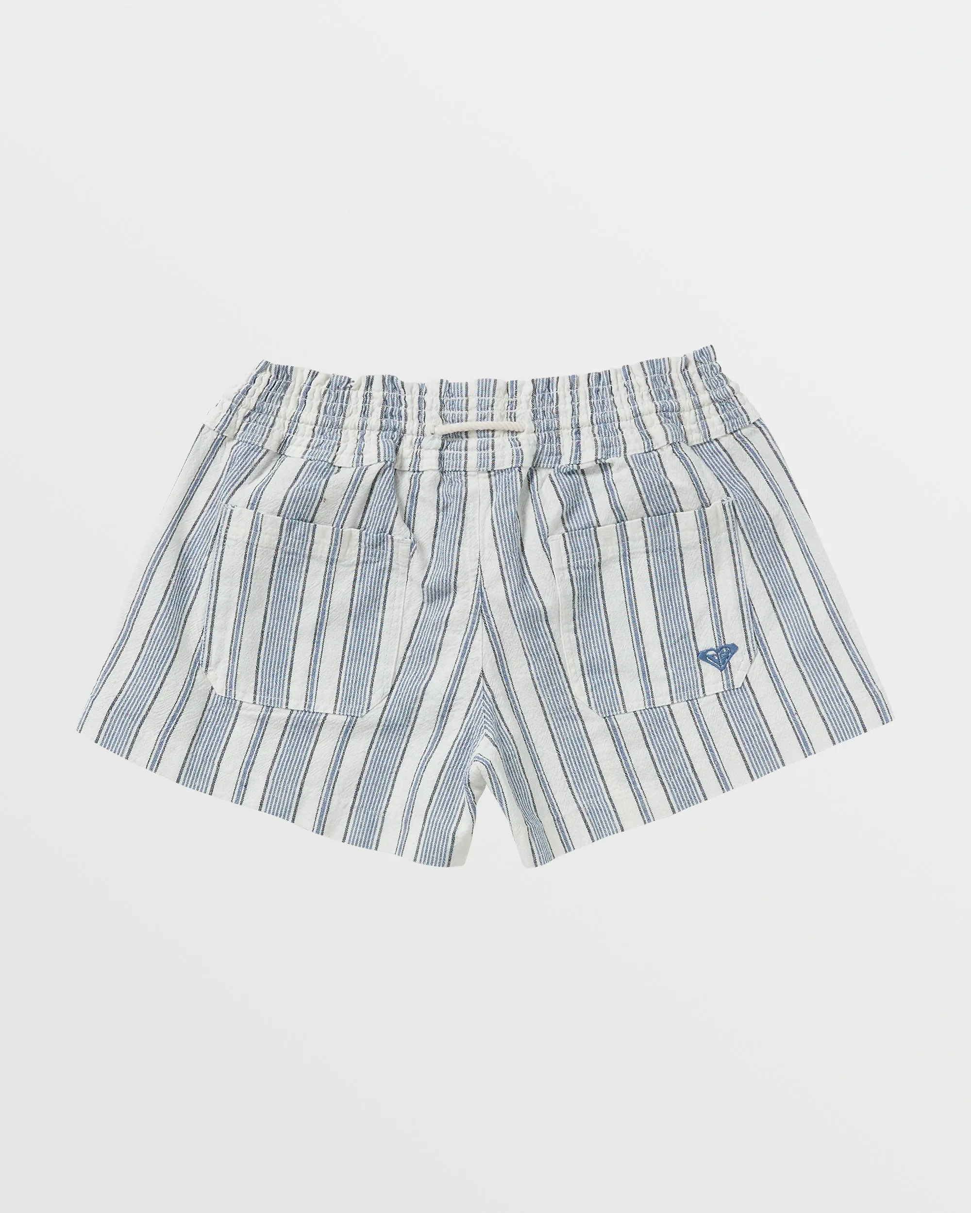 Oceanside Elastic Waist Shorts - Mood Indigo Beachside Stripe