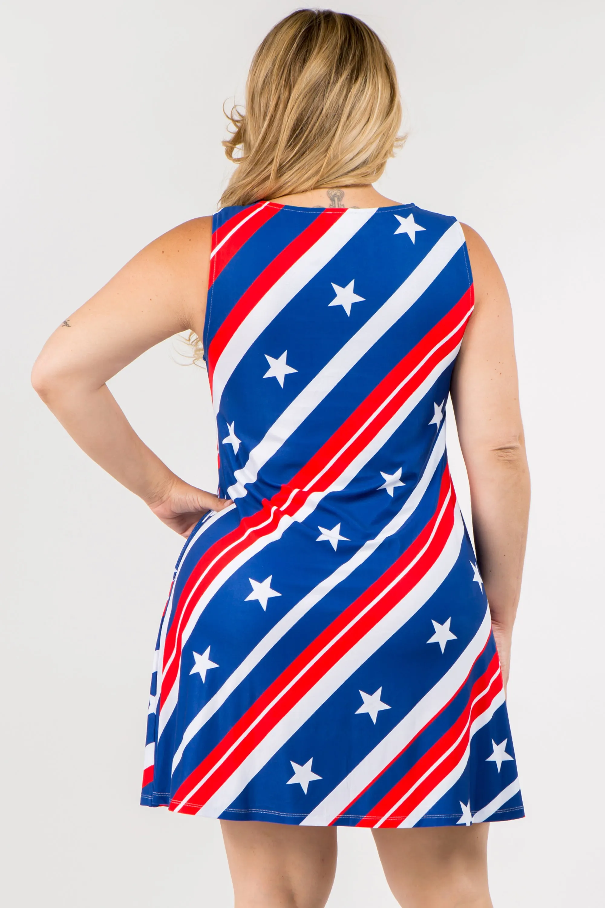 Plus Size Beaming Stars and Stripes Tank Dress