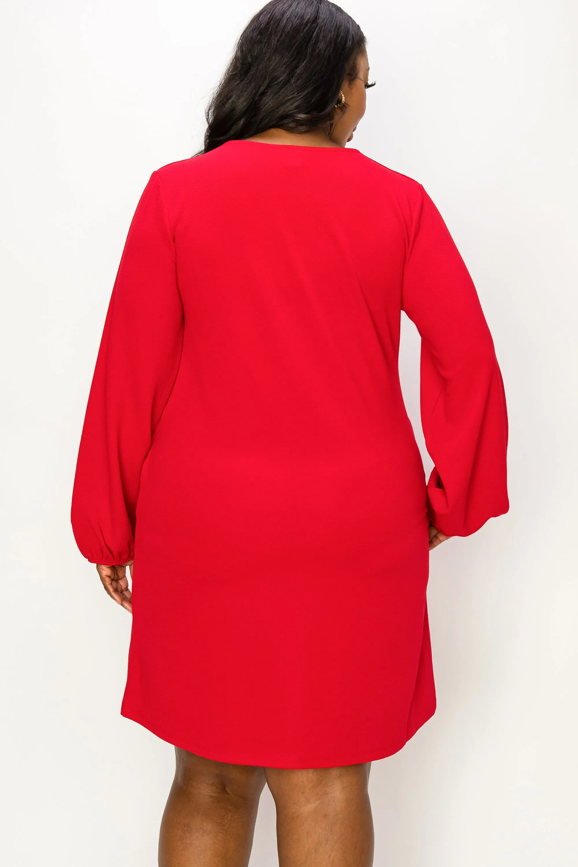Plus Women's Long Sleeve Shift Dress