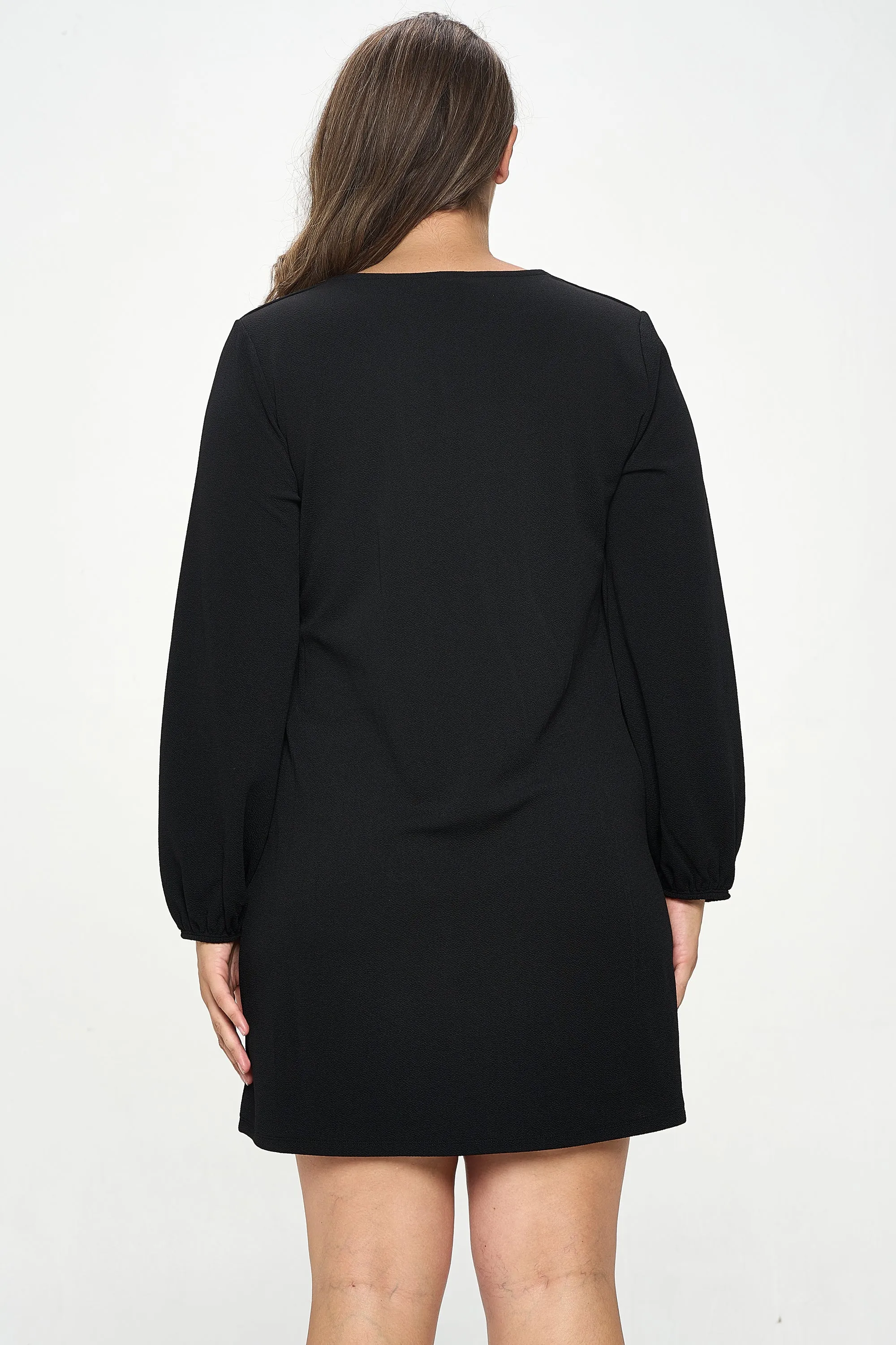 Plus Women's Long Sleeve Shift Dress