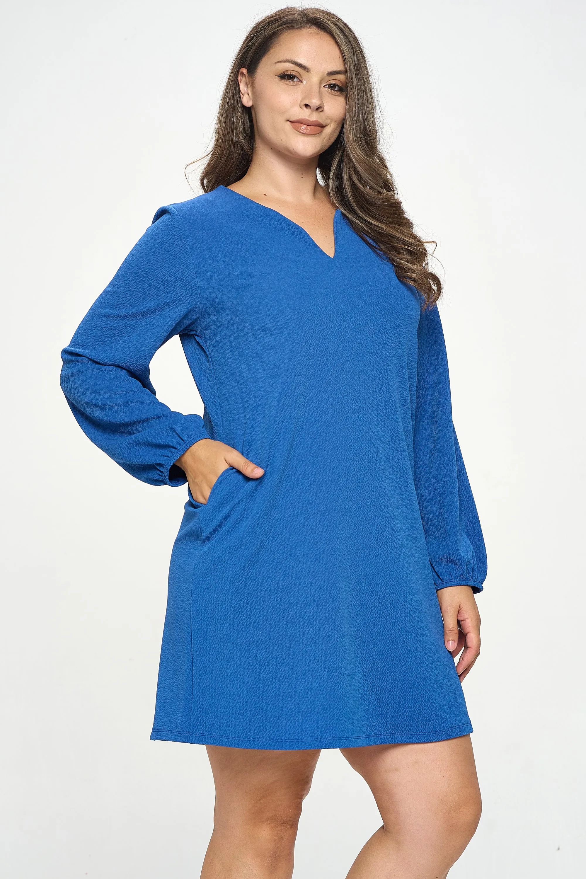 Plus Women's Long Sleeve Shift Dress