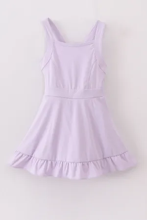 Purple active sporty ruffle tennis dress