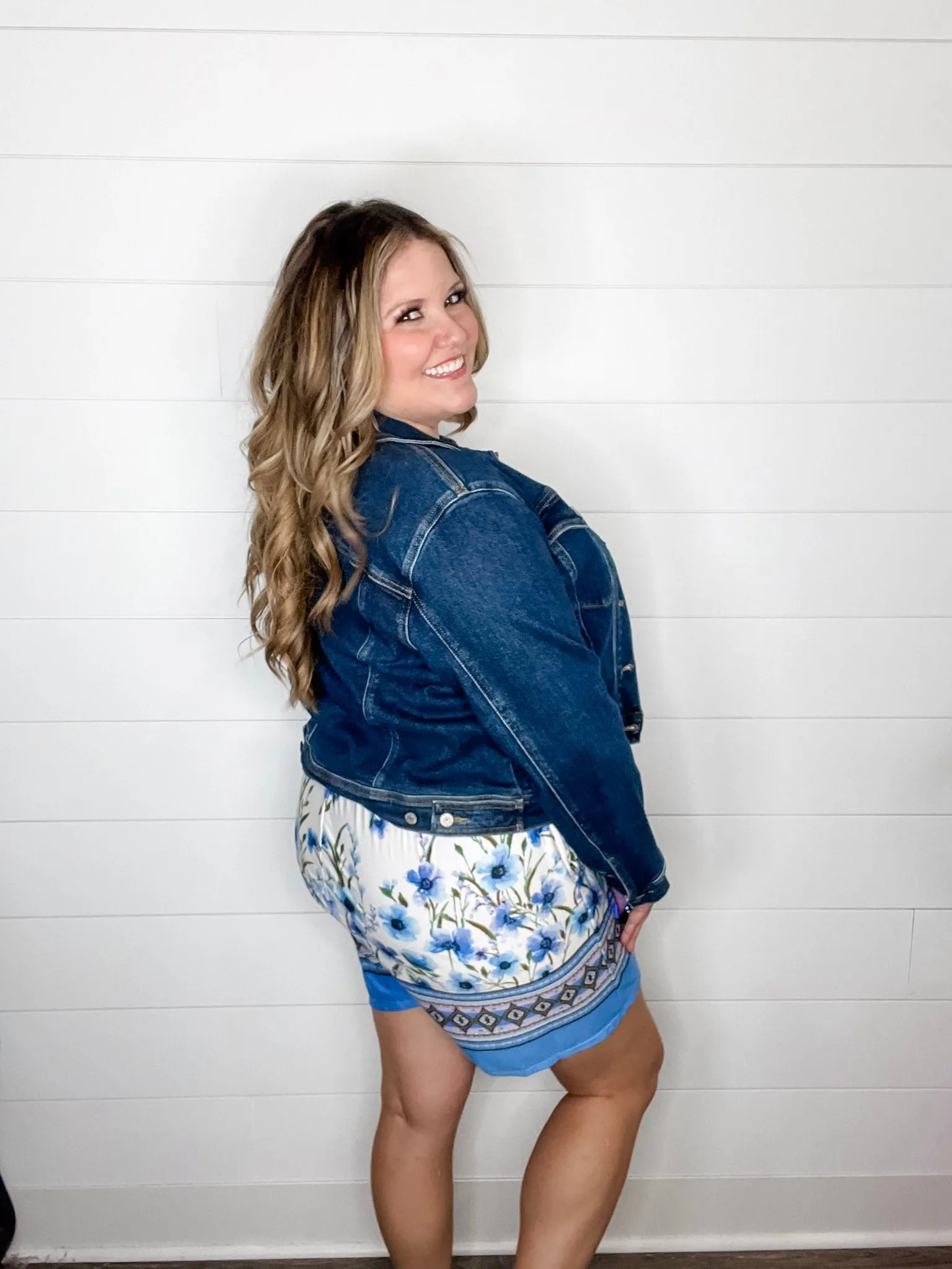 "Gideon" Ruffle Strap Romper with Pockets Cream & Blue