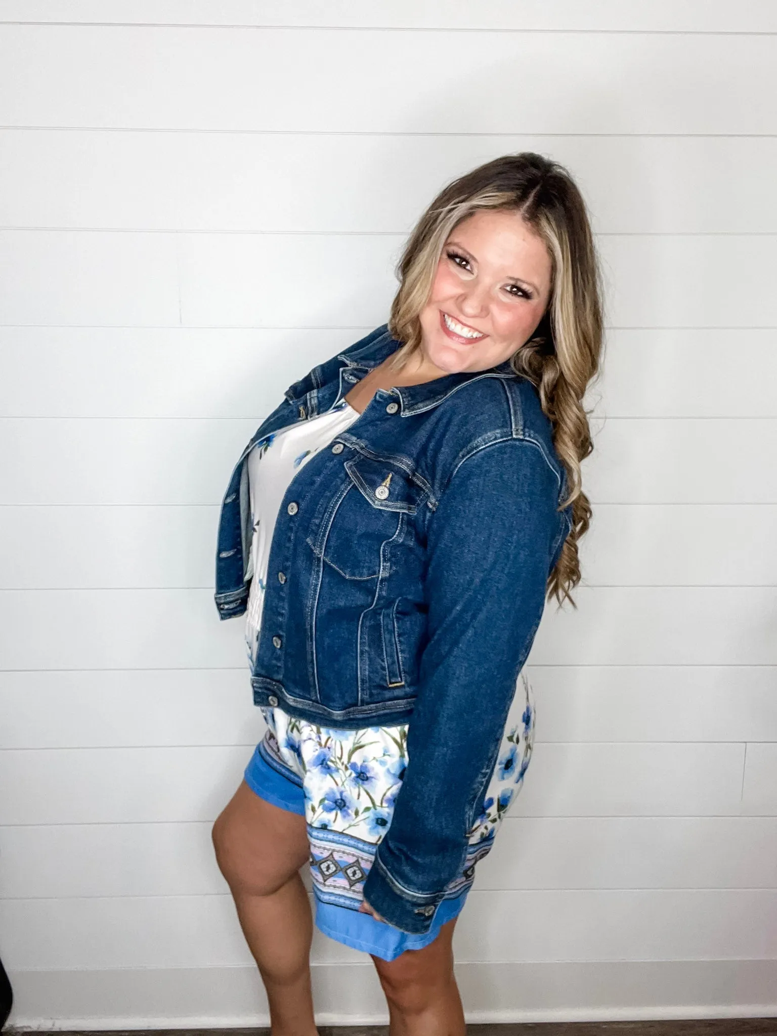 "Gideon" Ruffle Strap Romper with Pockets Cream & Blue