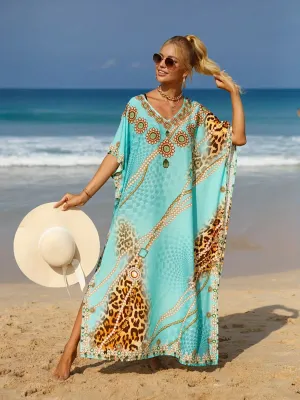 SERENA  VIBRANT TURQUOISE BEACH KAFTAN 