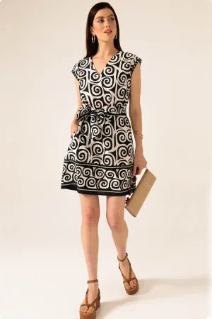 Shaker Shift Dress in Black Ivory Swirl
