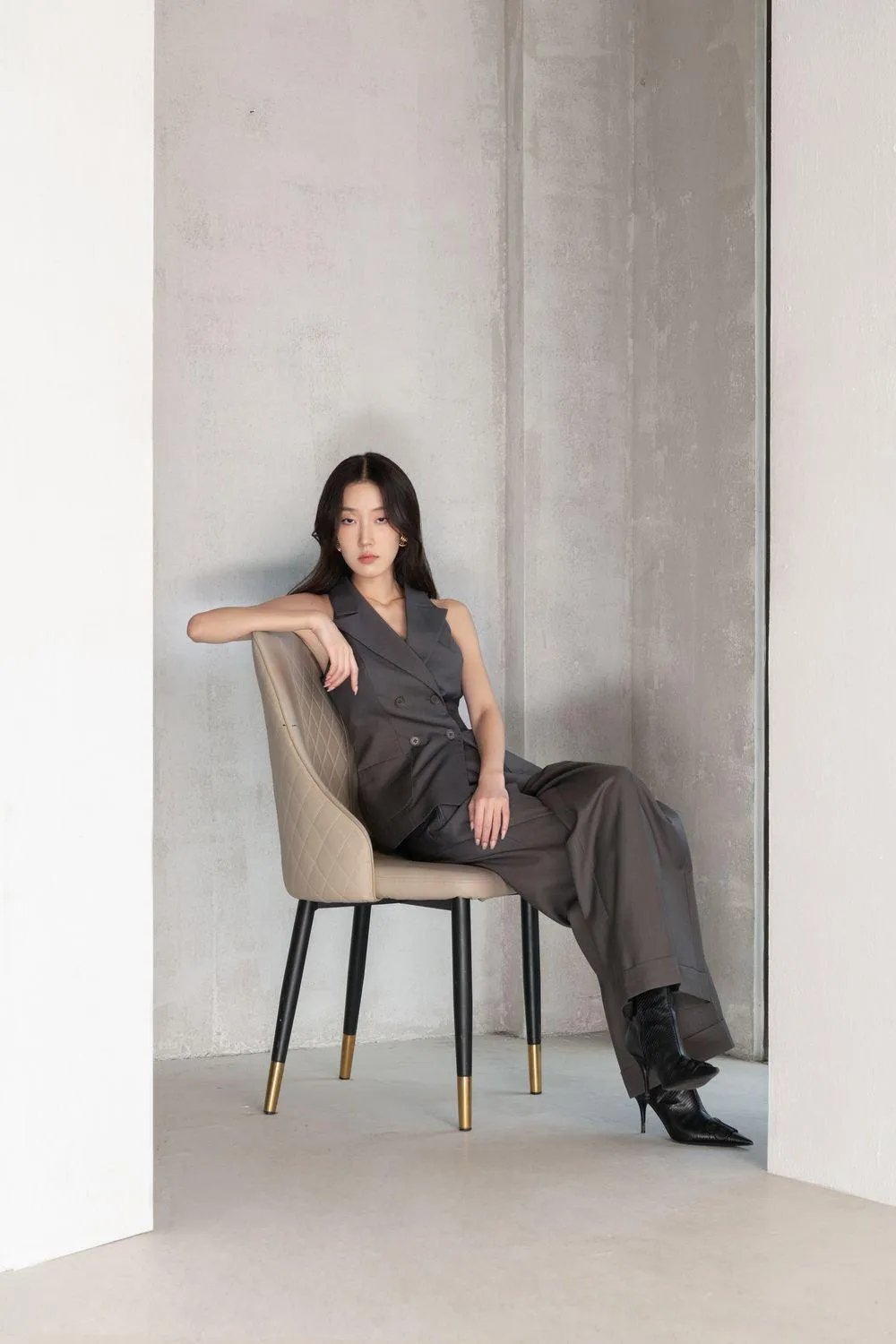 Shea Structured Double Breasted Polycotton Vest