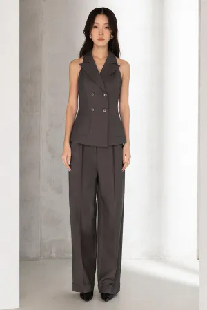 Shea Structured Double Breasted Polycotton Vest
