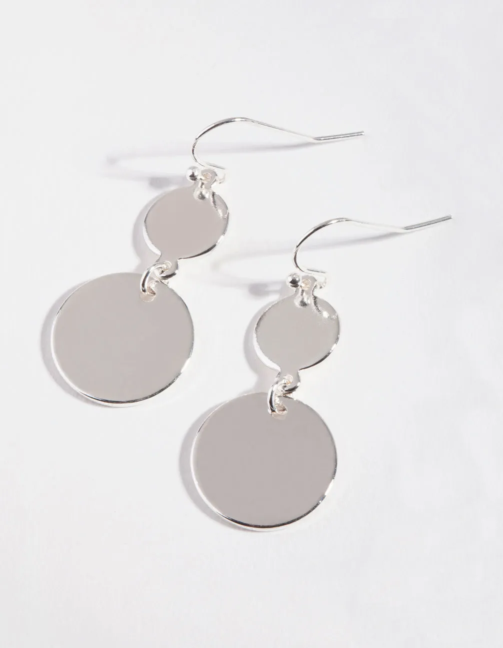 Silver Clean Double Circle Earrings