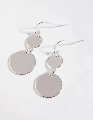 Silver Clean Double Circle Earrings