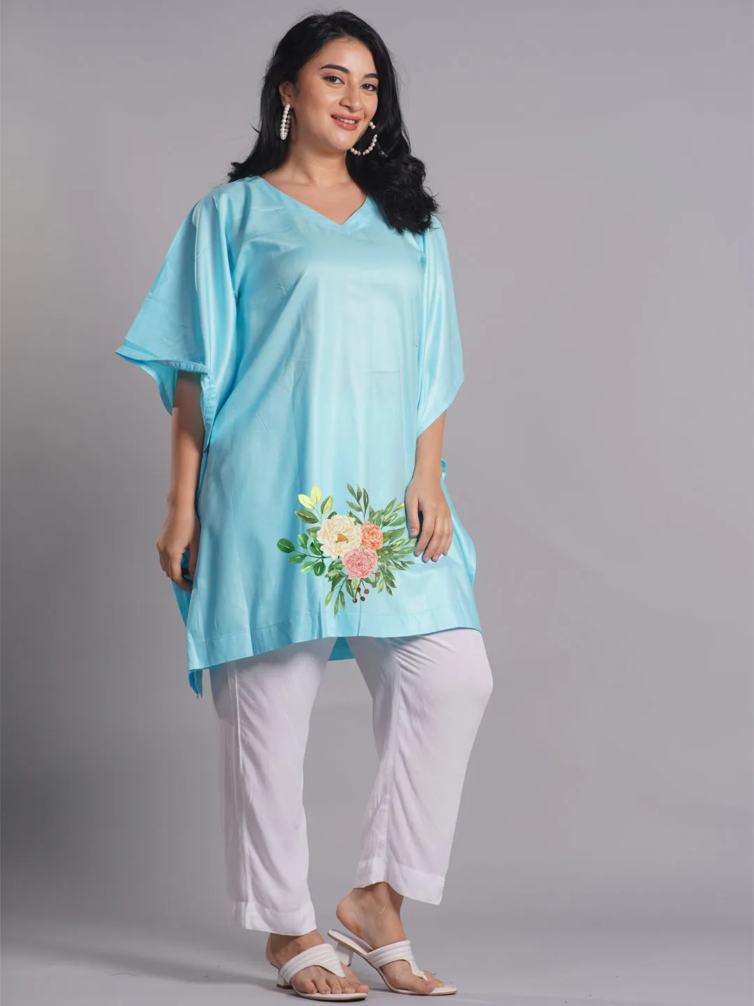 SkyBlue Rayon KaftanKurta - Ethereal