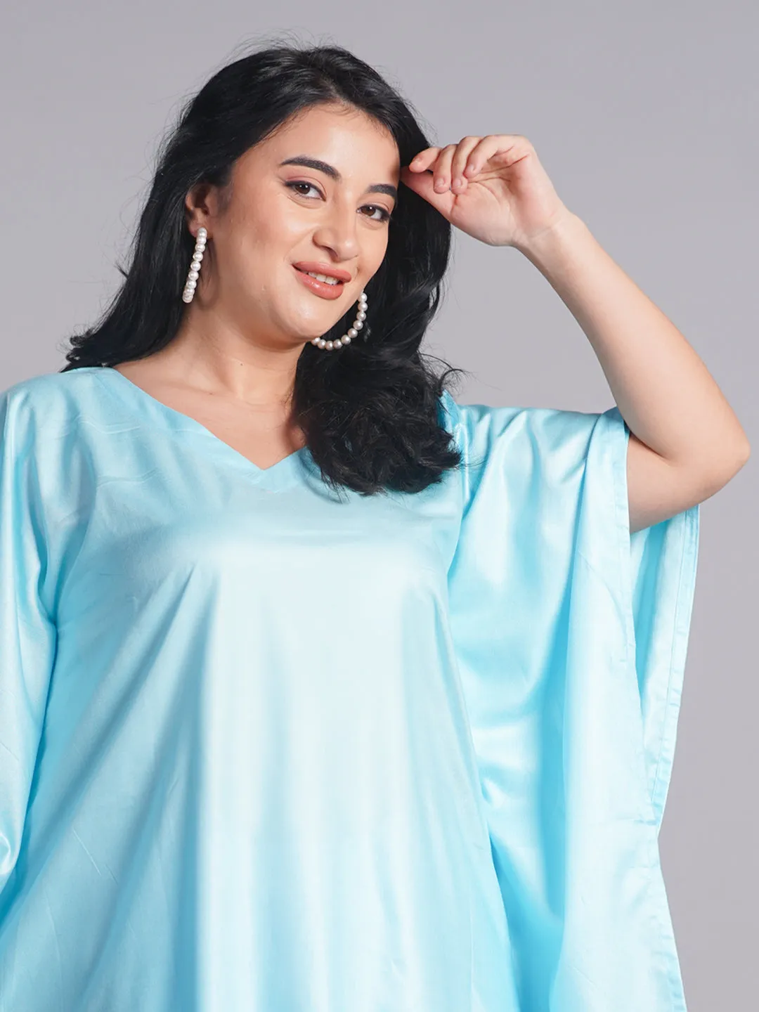 SkyBlue Rayon KaftanKurta - Ethereal