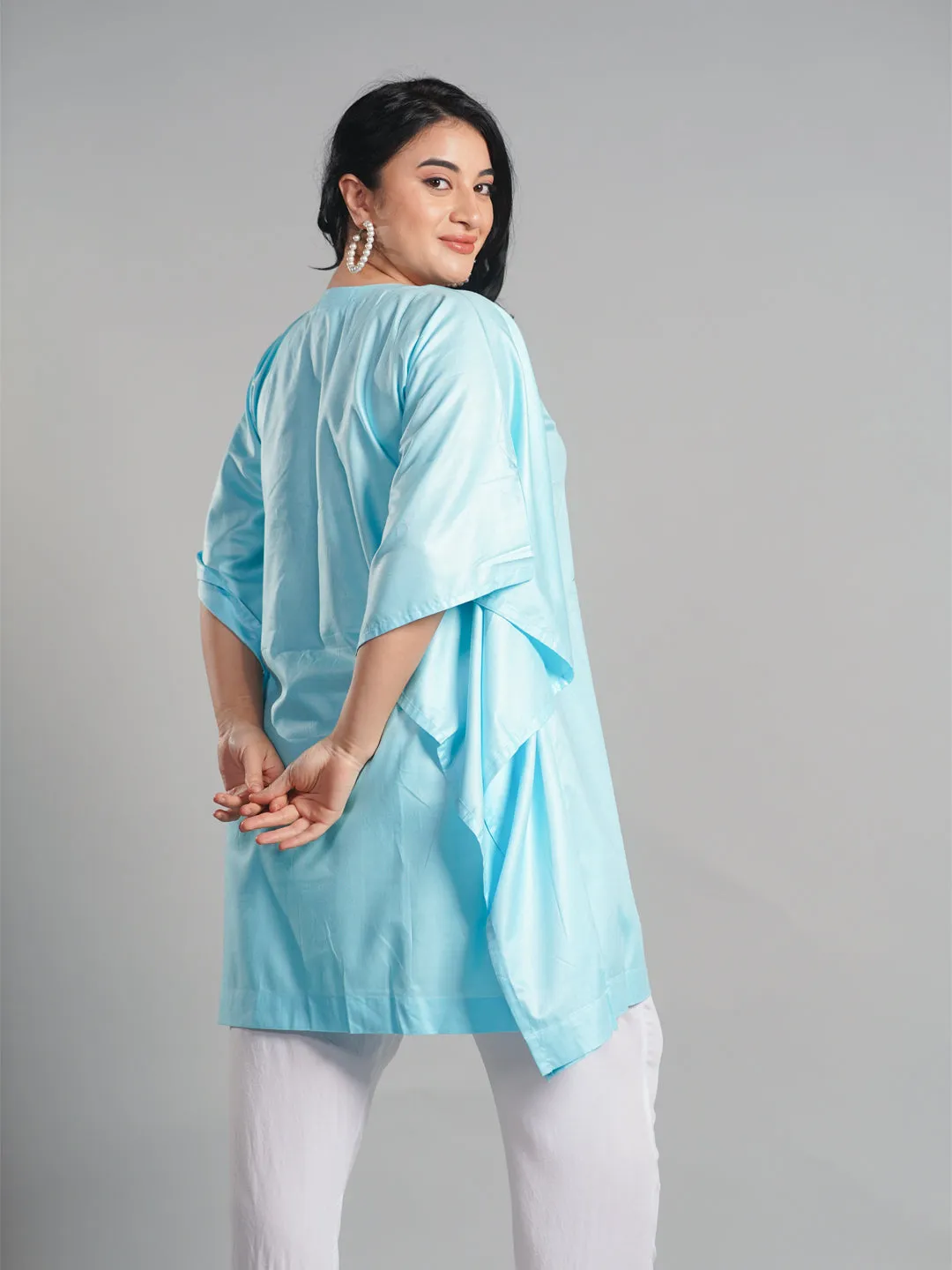 SkyBlue Rayon KaftanKurta - Ethereal