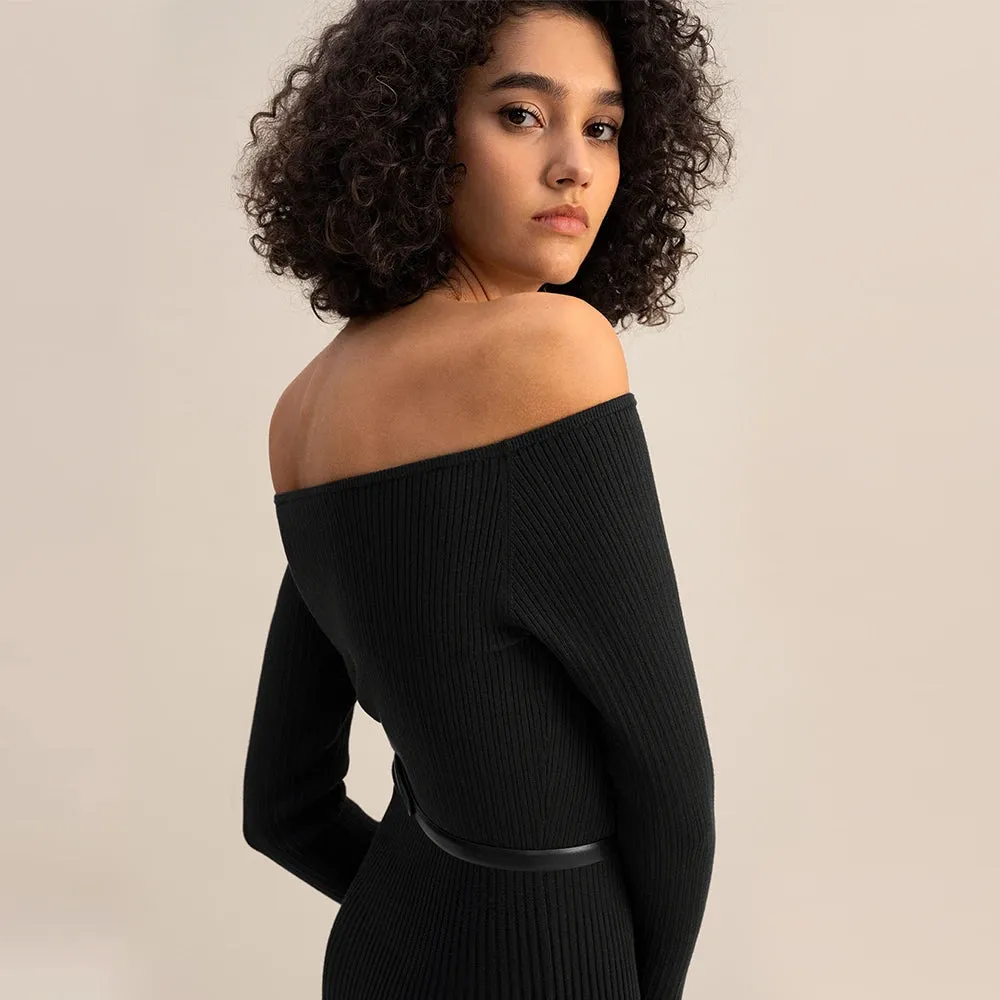 Sophisticated Off Shoulder Silk Dress