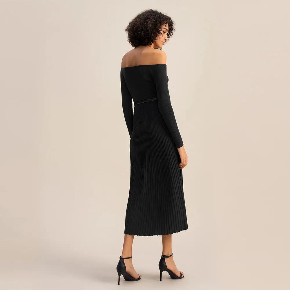 Sophisticated Off Shoulder Silk Dress