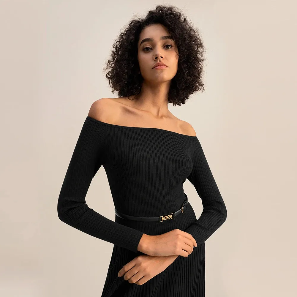 Sophisticated Off Shoulder Silk Dress