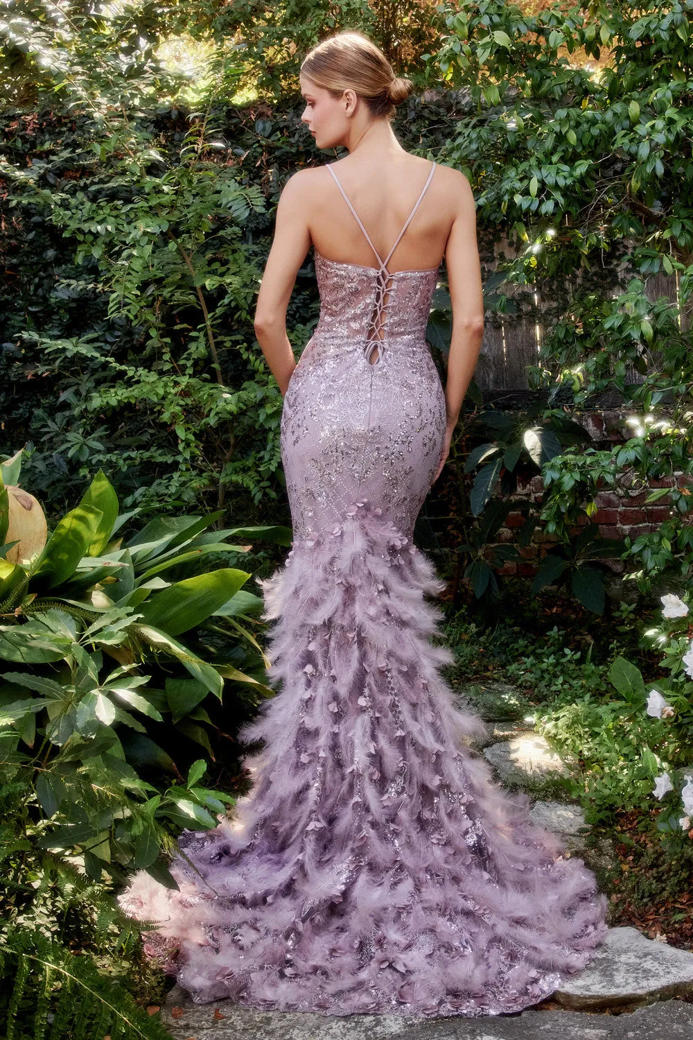 Starla Feather Accented Mermaid Prom Dress 6201116TAR-Mauve Andrea & Leo A1116