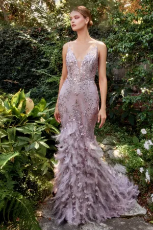 Starla Feather Accented Mermaid Prom Dress 6201116TAR-Mauve Andrea & Leo A1116