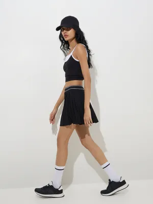 Studiofit Black Pleated High-Rise Skirt