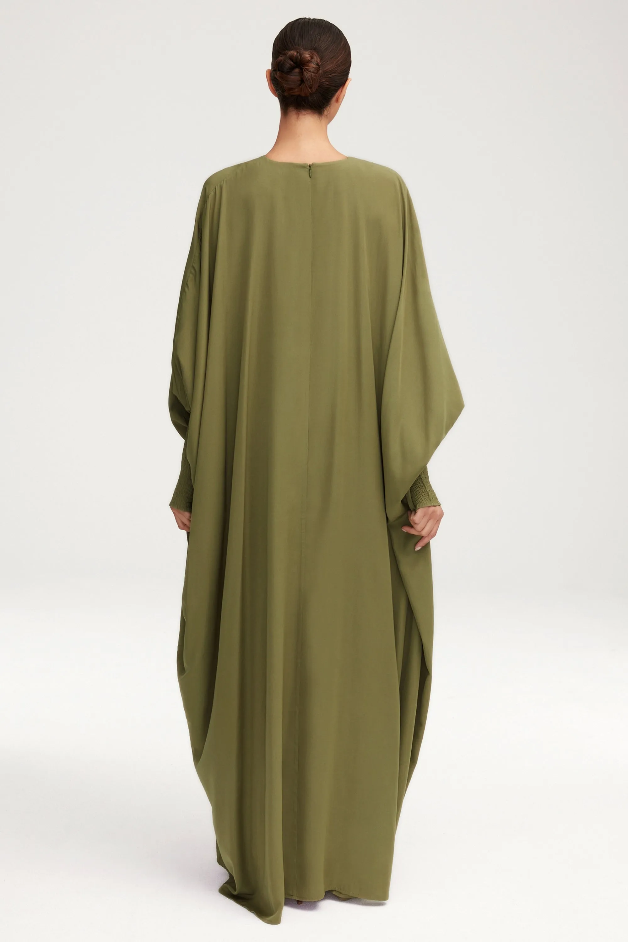 Suha Smocked Sleeve Kaftan - Olive