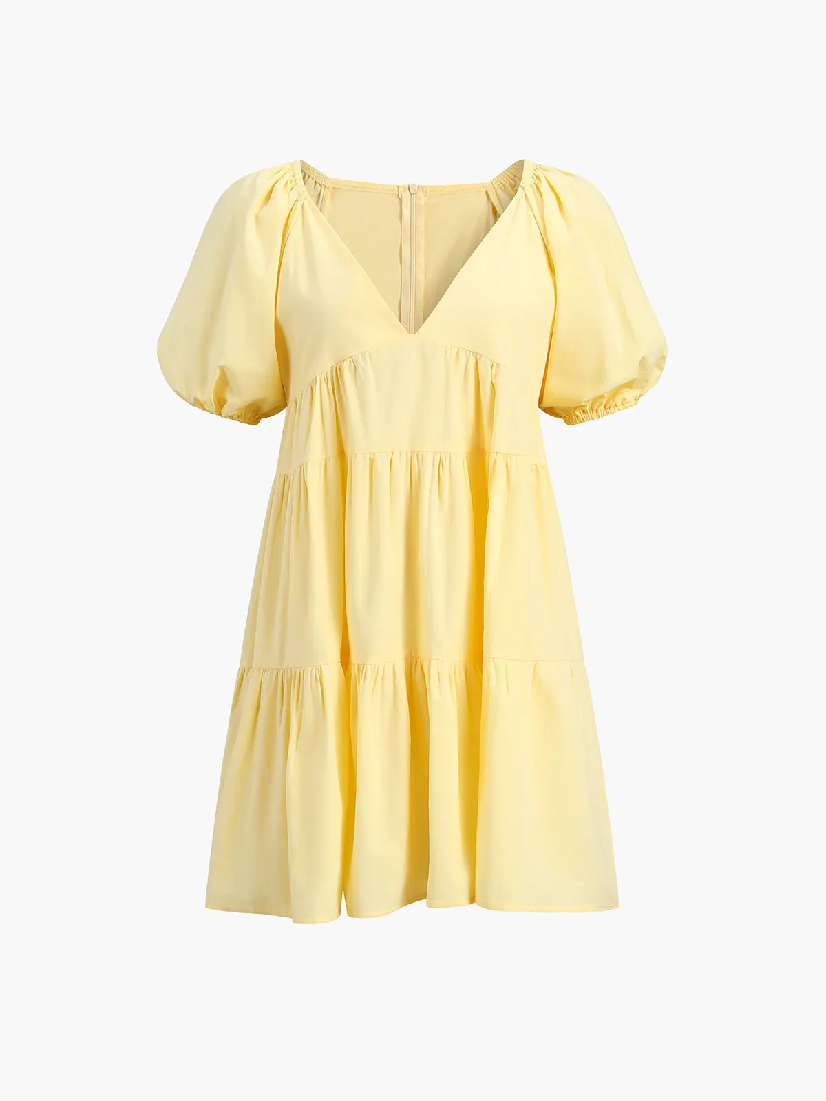 Sunshine Zippered Plunge Trendy Skater Short Dress