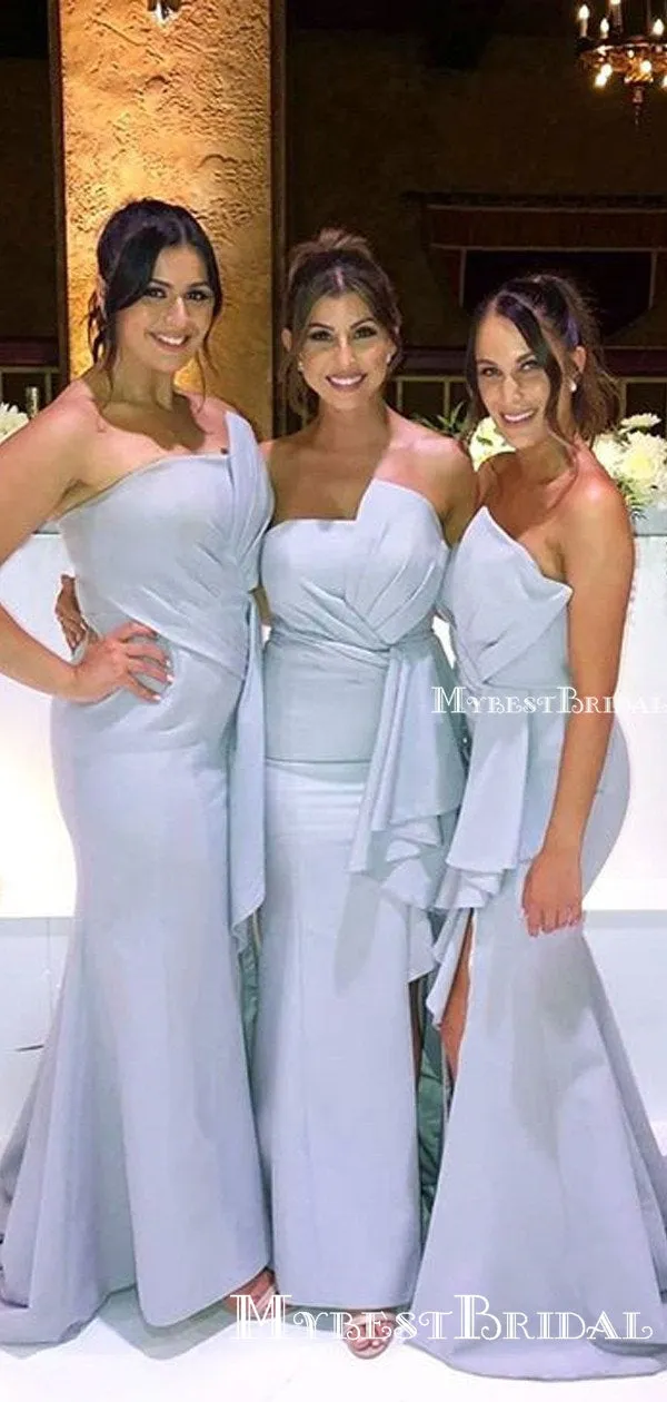 Sweetheart Charming Elegant Light Blue Mermaid Long Cheap Bridesmaid Dresses, BDS0047