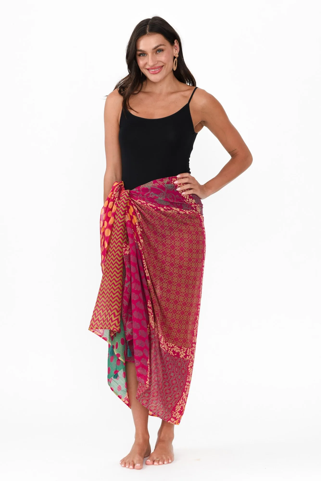 Tivoli Pink Geo Tassel Sarong