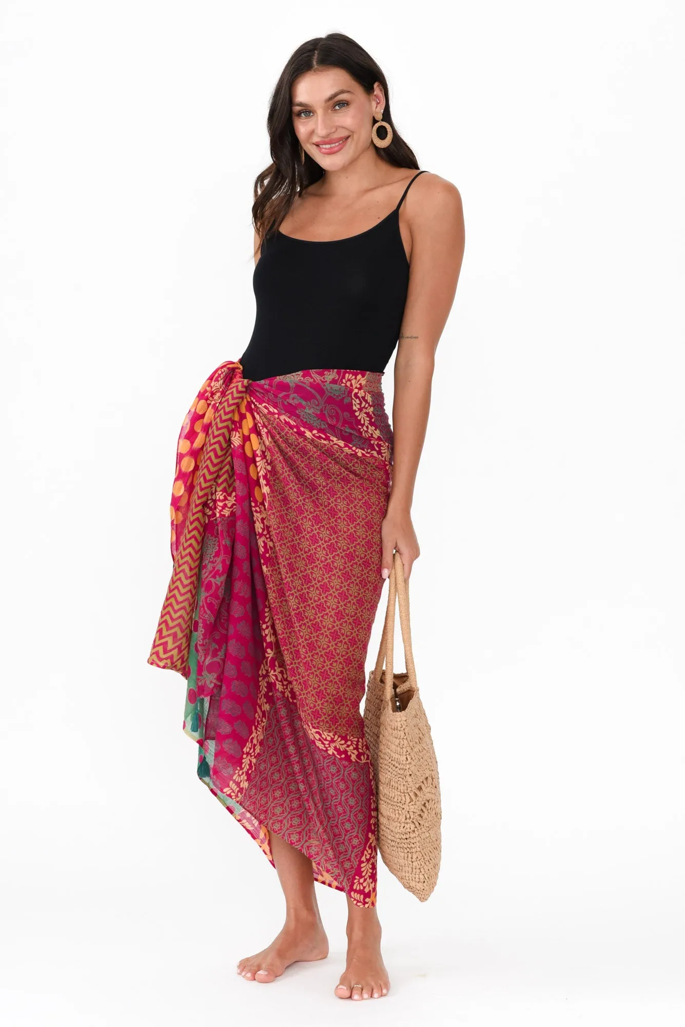Tivoli Pink Geo Tassel Sarong