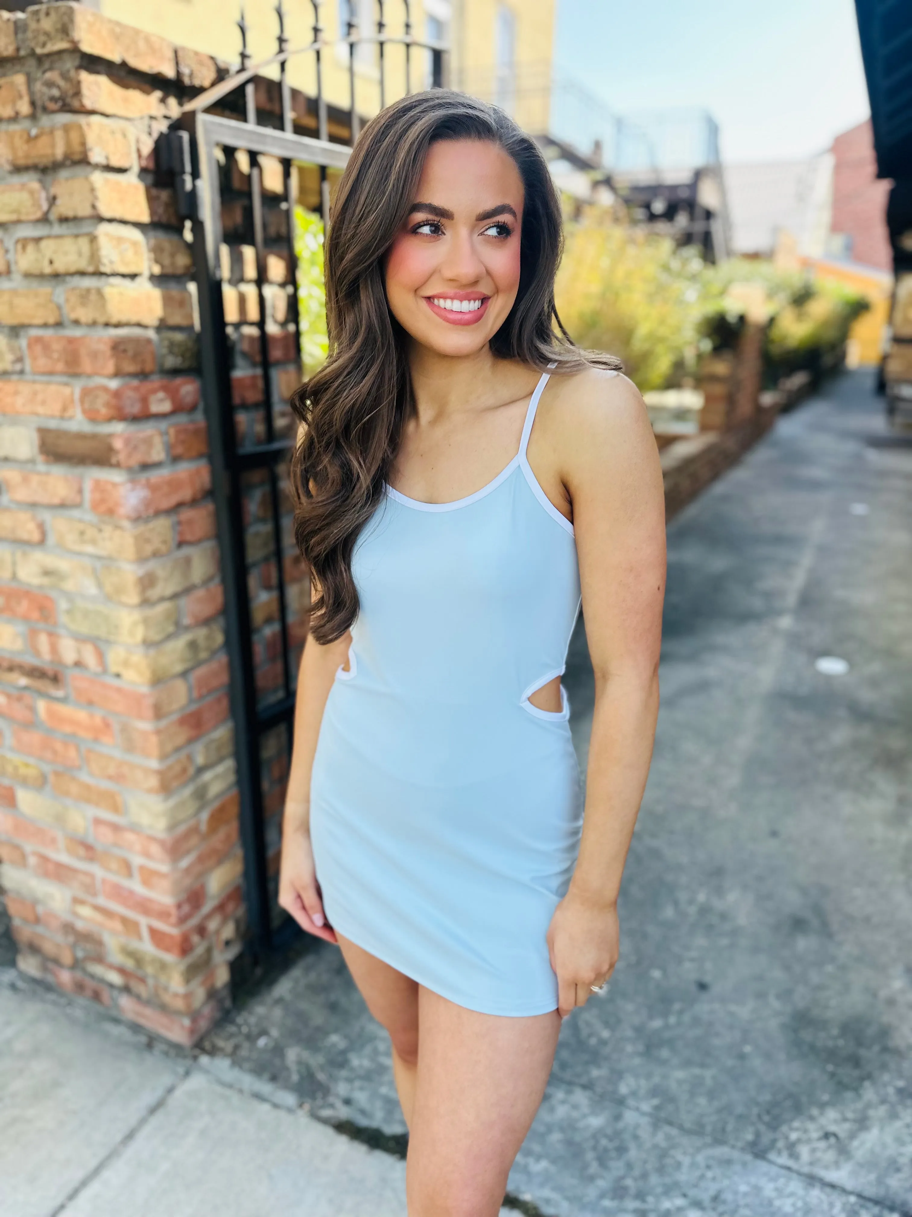 Victory Sporty Tennis Dress- Powder Blue/White