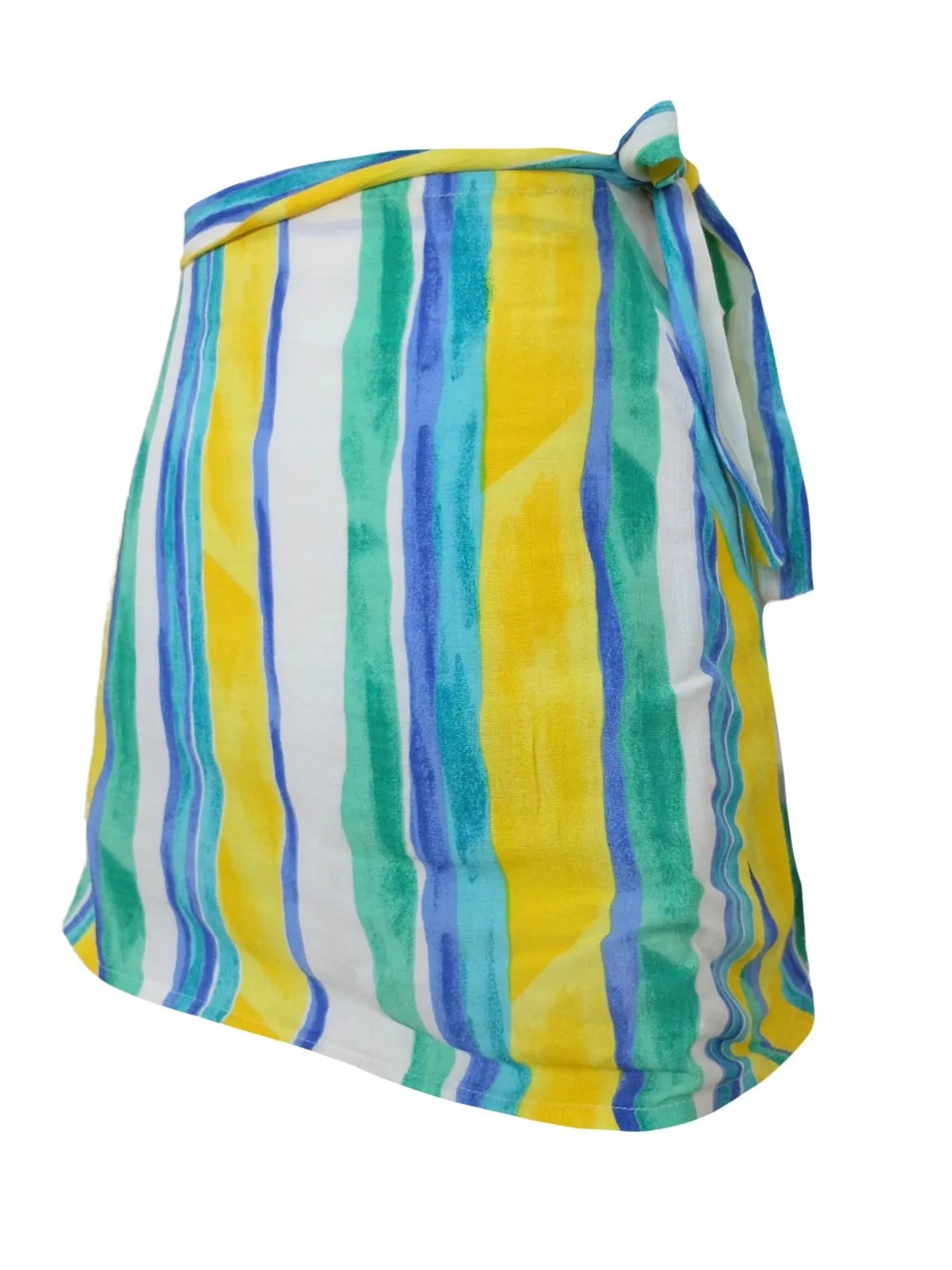 Vintage 80s Bohemian Beachy Festival Style Striped Sarong Wrap A-Line Flowy Mini Skirt | Size XXS