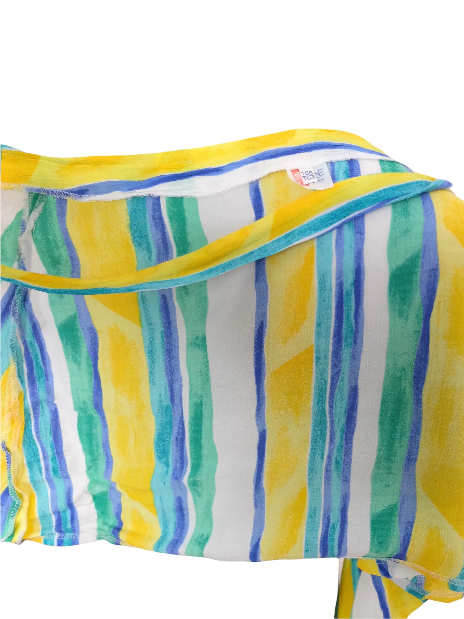 Vintage 80s Bohemian Beachy Festival Style Striped Sarong Wrap A-Line Flowy Mini Skirt | Size XXS