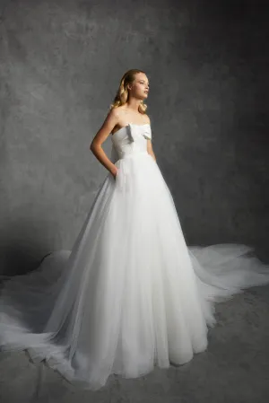 VRM358 - SOPHISTICATED BOW TULLE DRESS
