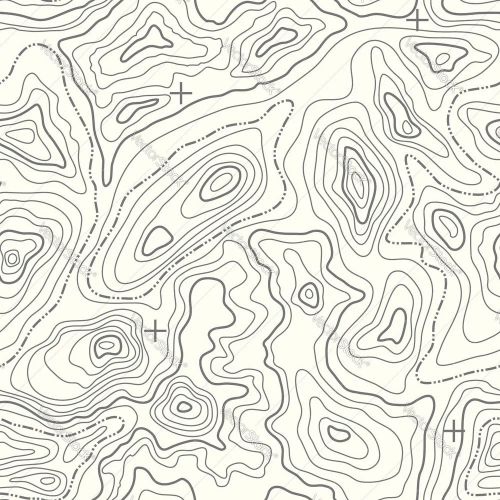White w/ Black Lined Topography Pattern